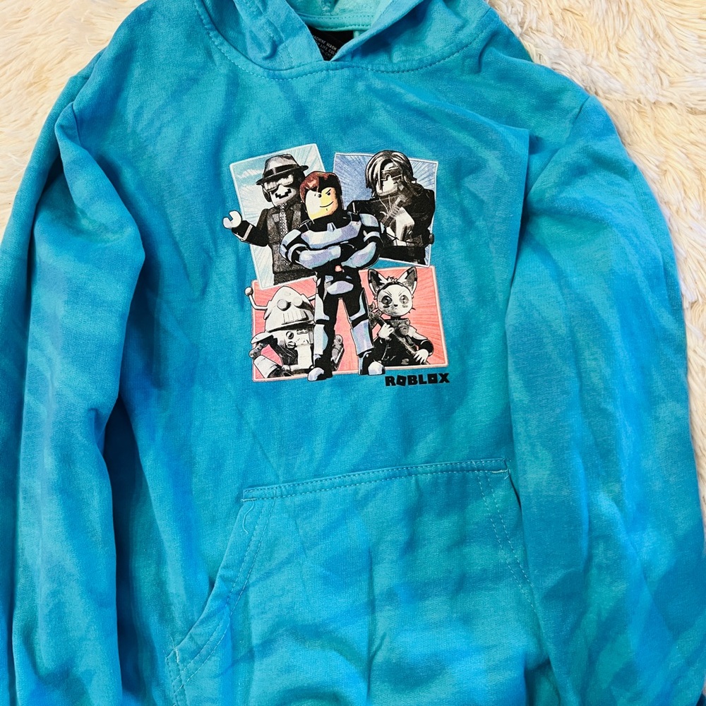 Roblox Blue Hoodie with Character Print